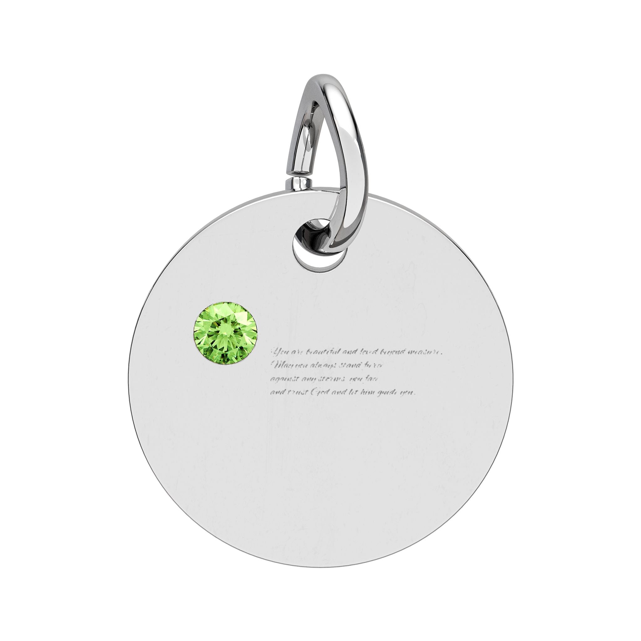 Engravable Birthstone Circle Charm — Personalized Round Pendant