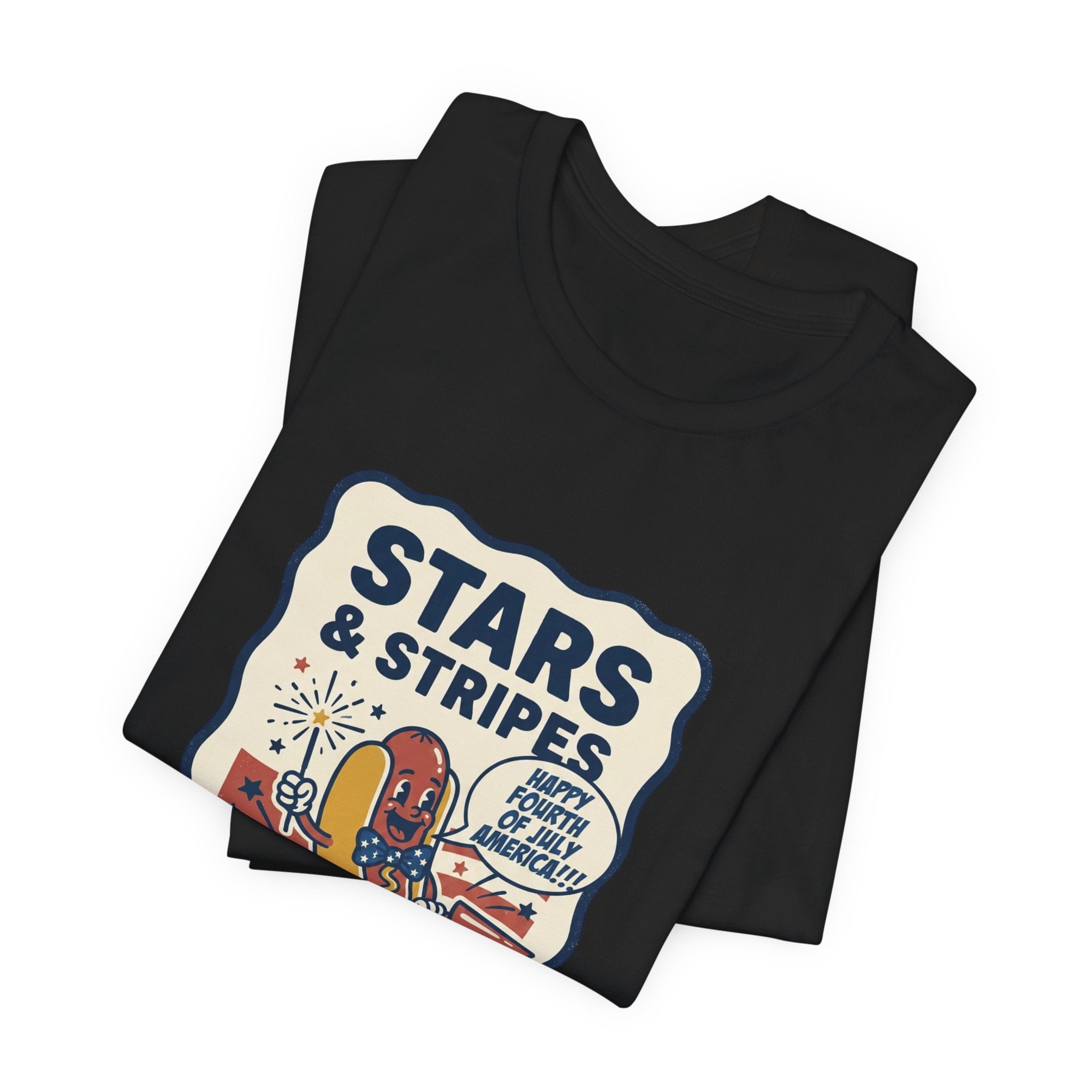 Stars & Stripes Snacks Tee | Hot Dog Humor, 4th of July Retro Americana