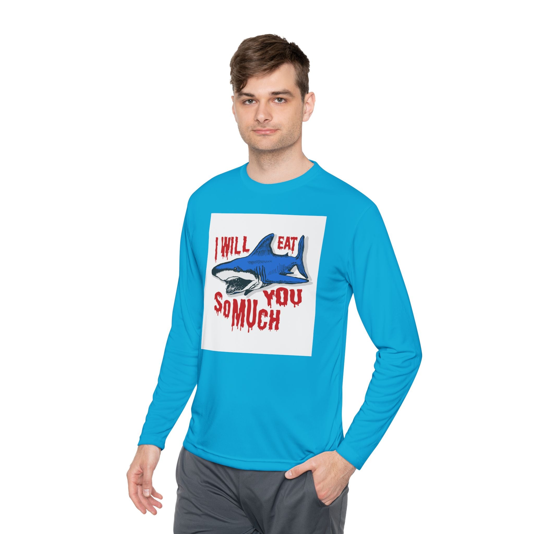 I will Eat you Sharky design Unisex Lightweight Long Sleeve Tee