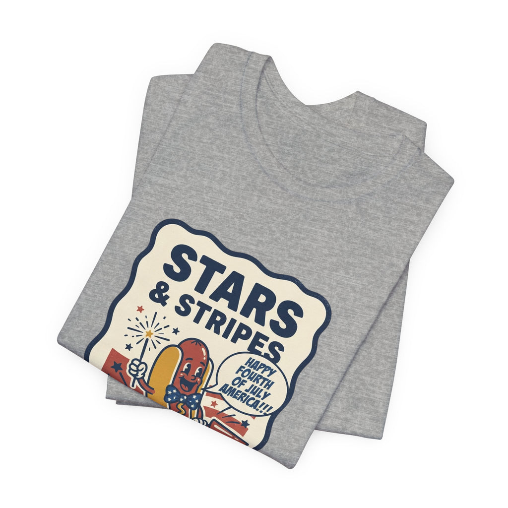 Stars & Stripes Snacks Tee | Hot Dog Humor, 4th of July Retro Americana