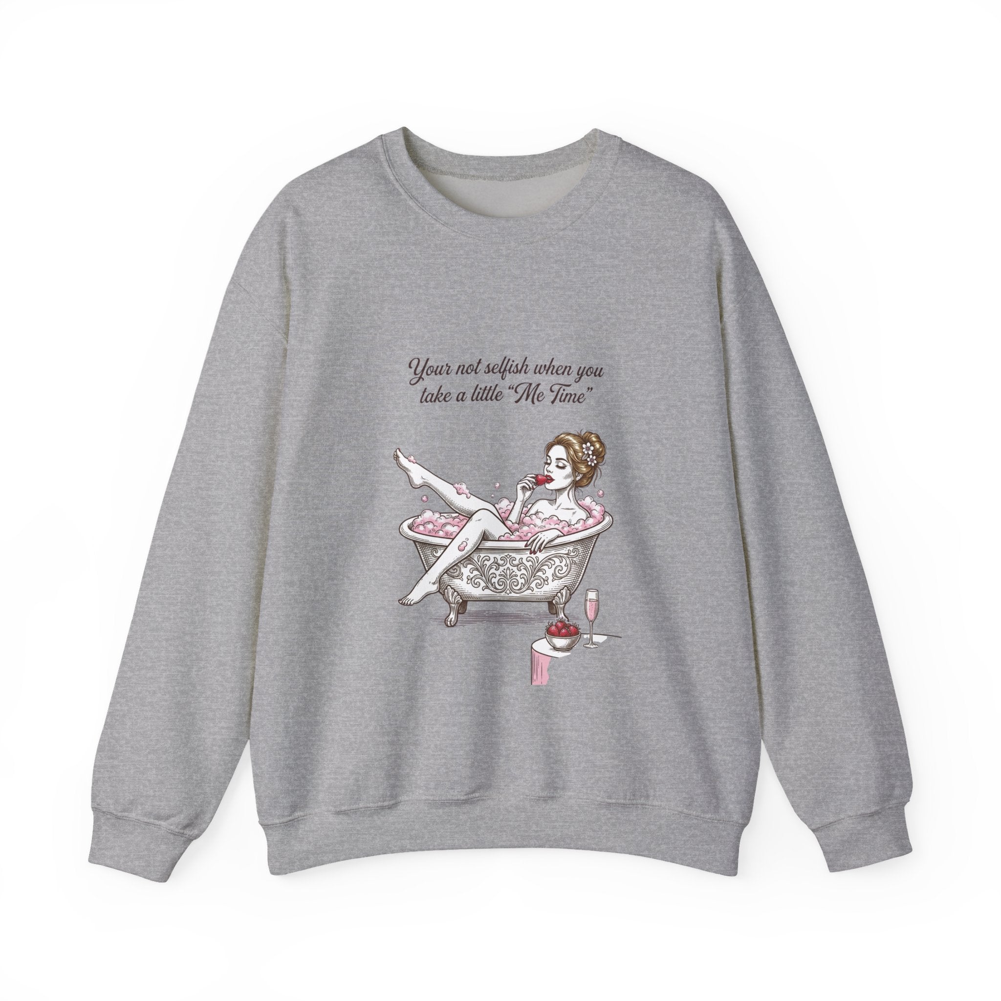 woman's Me time Crewneck Sweatshirt | Retro Bathing Pinup, Distressed Print