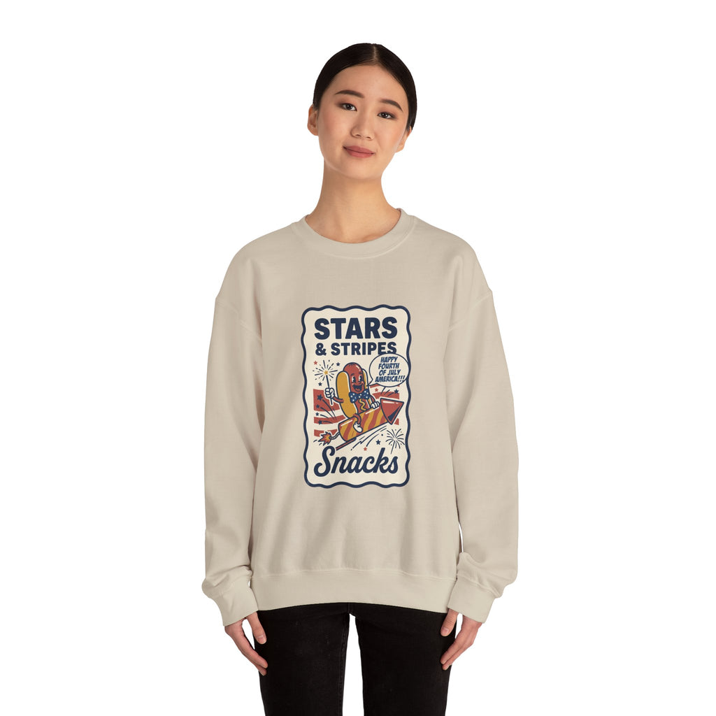 Stars & Stripes Snacks Sweatshirt | Hot Dog Fourth of July, Retro Americana
