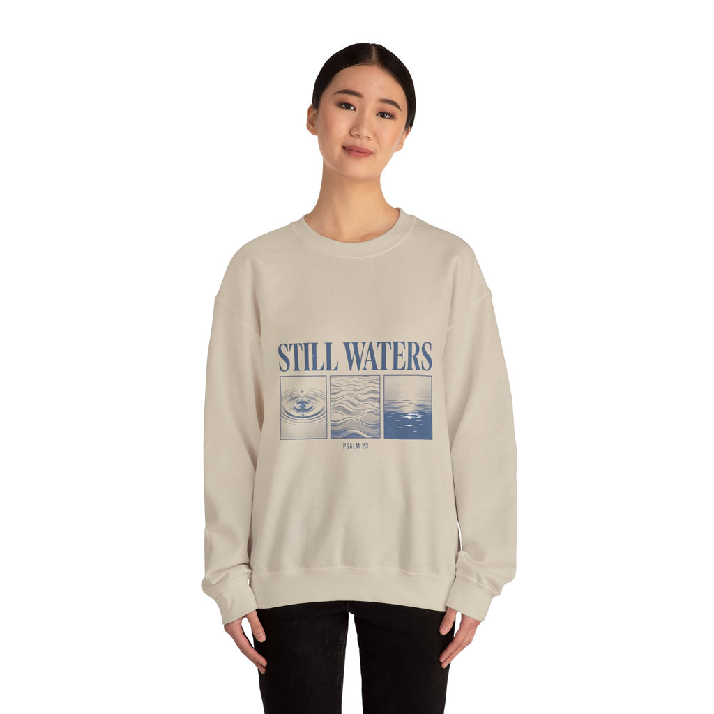 Still Waters Sweatshirt | Christian streetwear, vintage-wash faith tee