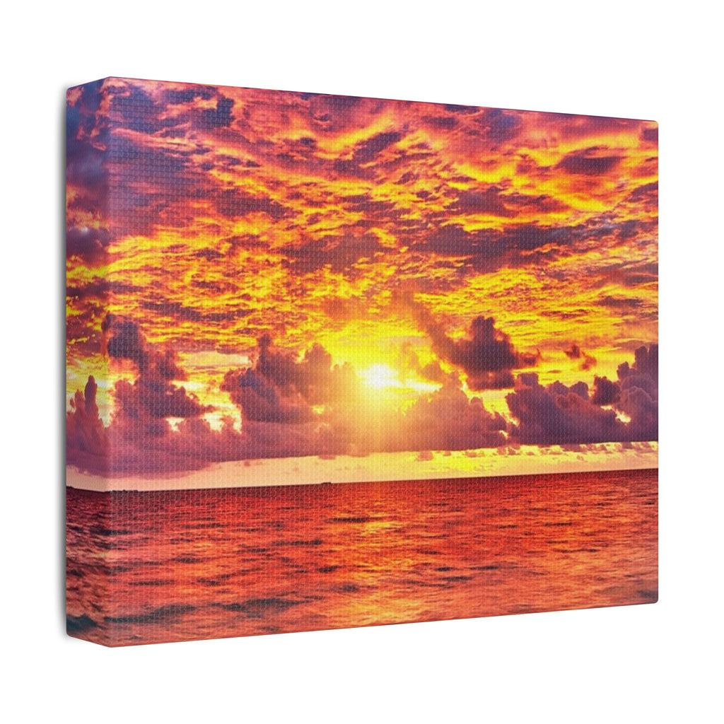 Sunset Ocean Satin Canvas Print — Stretched Wall Art