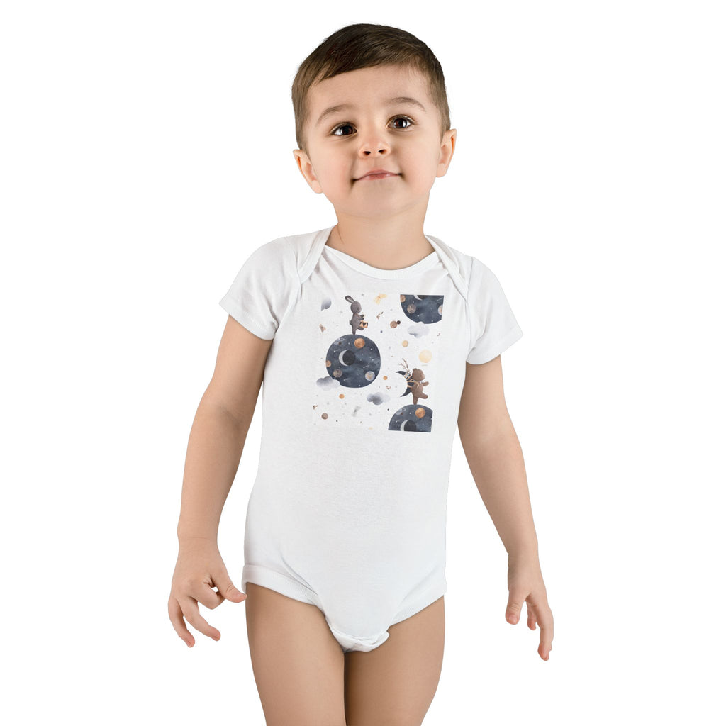 Organic Baby Onesie — Woodland Fox Moon & Stars Bodysuit