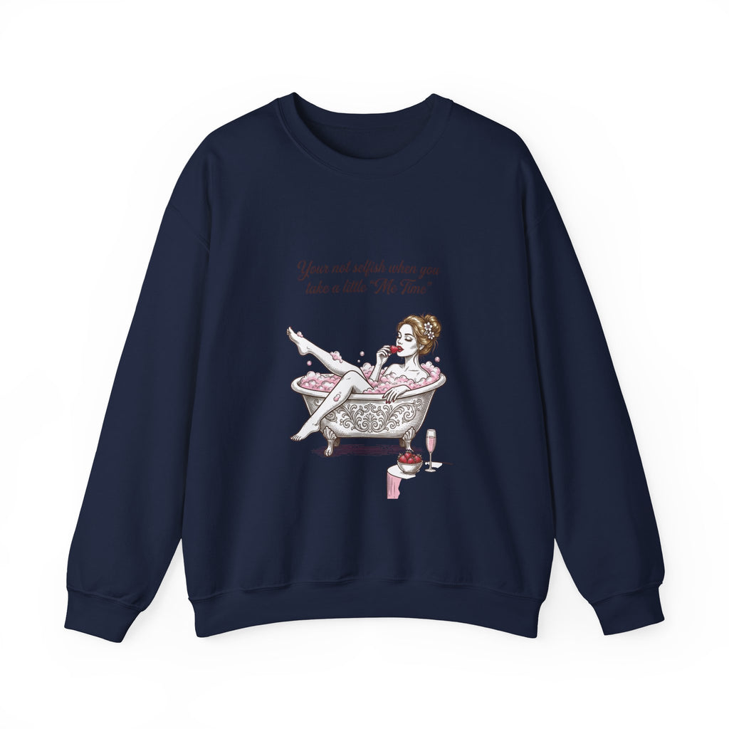 woman's Me time Crewneck Sweatshirt | Retro Bathing Pinup, Distressed Print