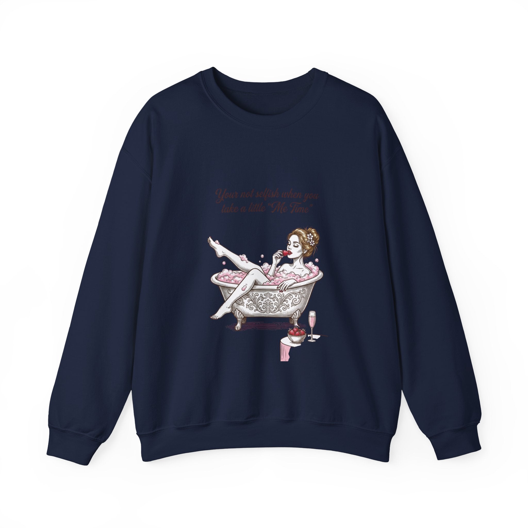 woman's Me time Crewneck Sweatshirt | Retro Bathing Pinup, Distressed Print