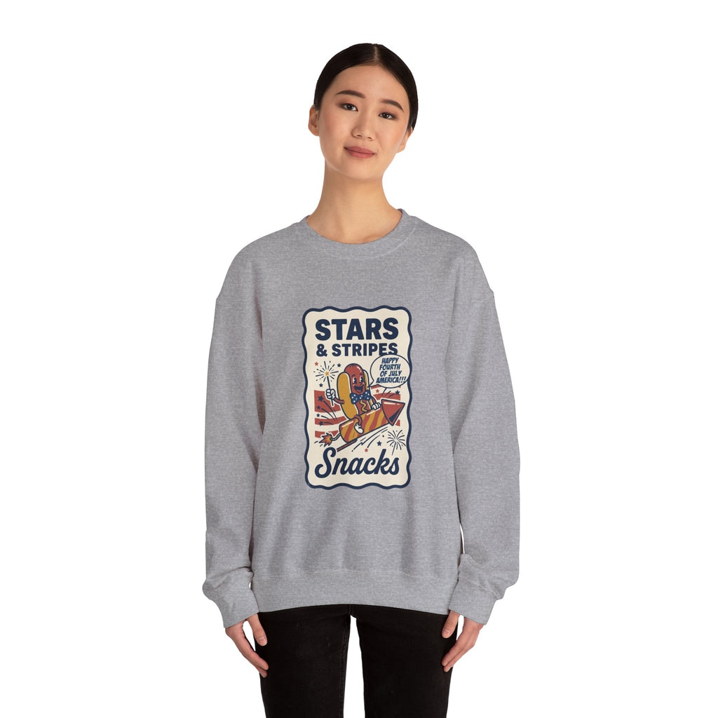 Stars & Stripes Snacks Sweatshirt | Hot Dog Fourth of July, Retro Americana