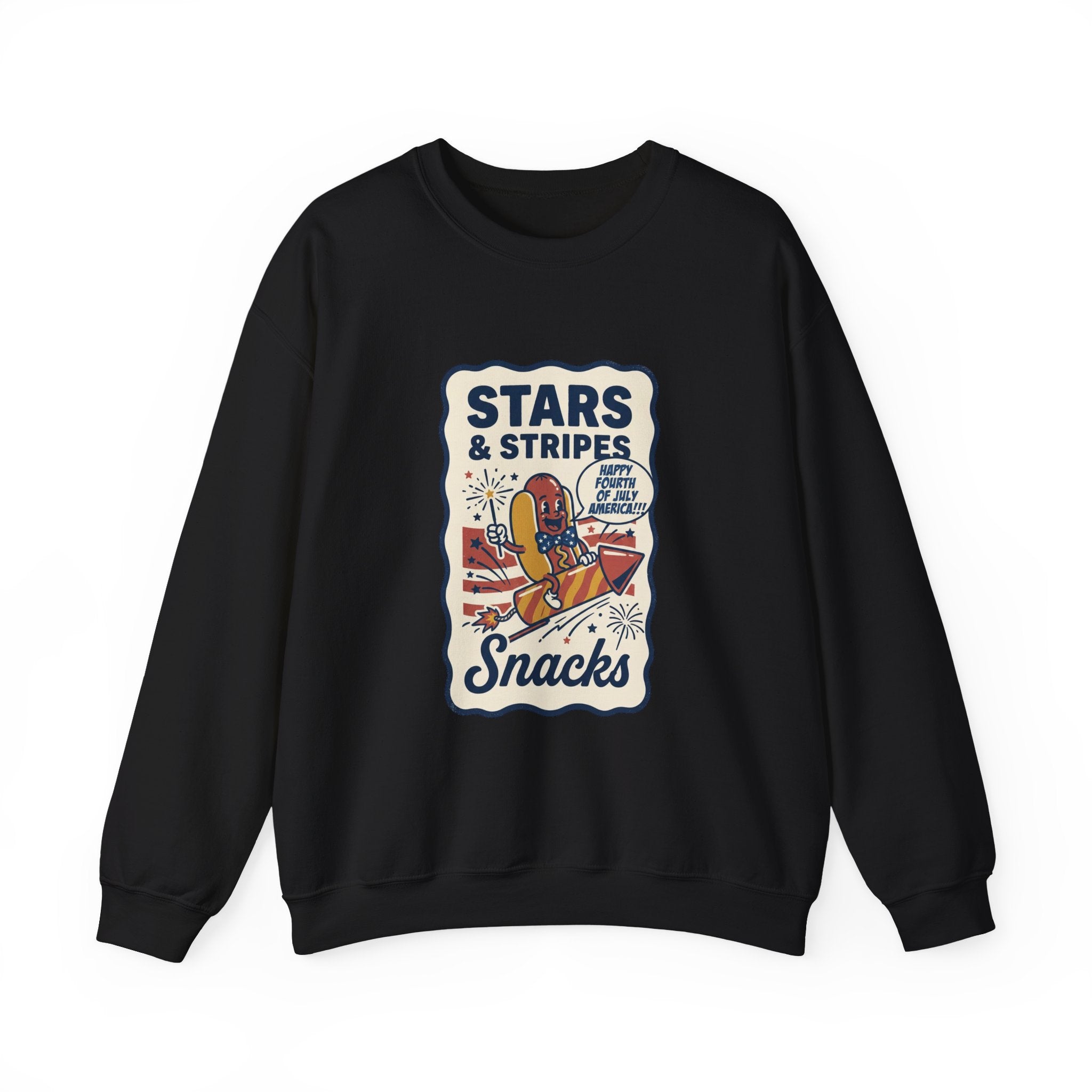 Stars & Stripes Snacks Sweatshirt | Hot Dog Fourth of July, Retro Americana