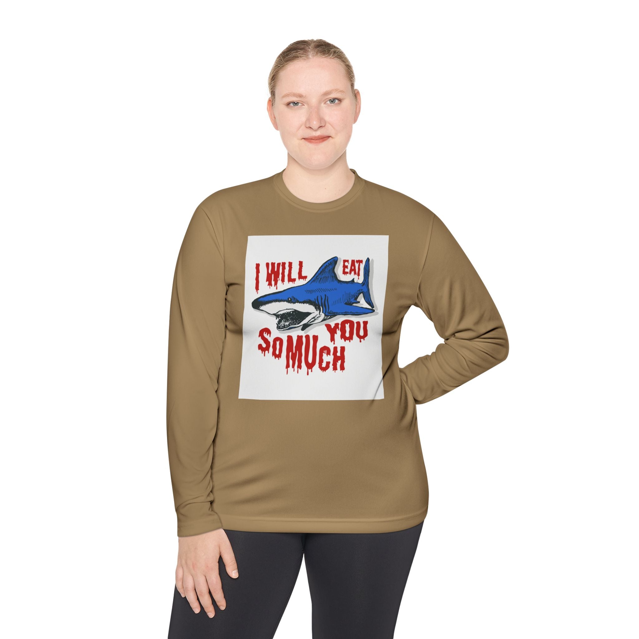 I will Eat you Sharky design Unisex Lightweight Long Sleeve Tee