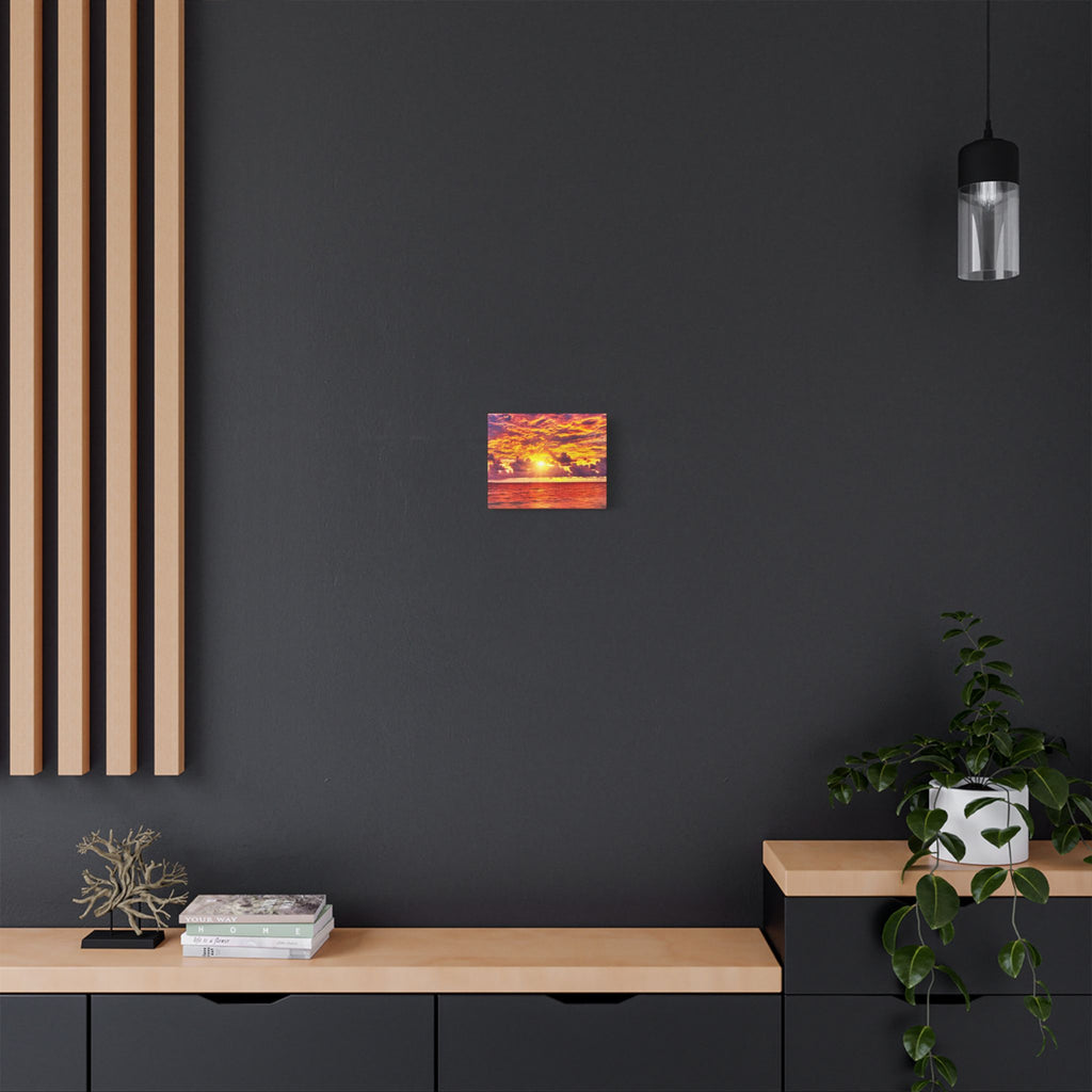 Sunset Ocean Satin Canvas Print — Stretched Wall Art