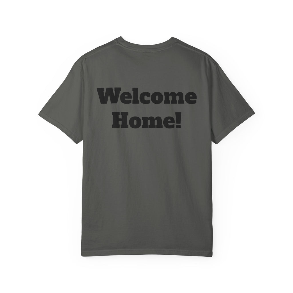 T-Shirt - American Flag with Saluting Soldiers | "Welcome Home!" Military Reunion Tee
