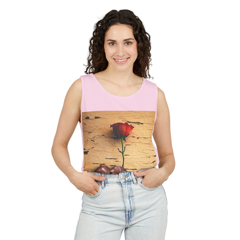 Rose & Heart Key Tank Top — Vintage Romantic Graphic Tank
