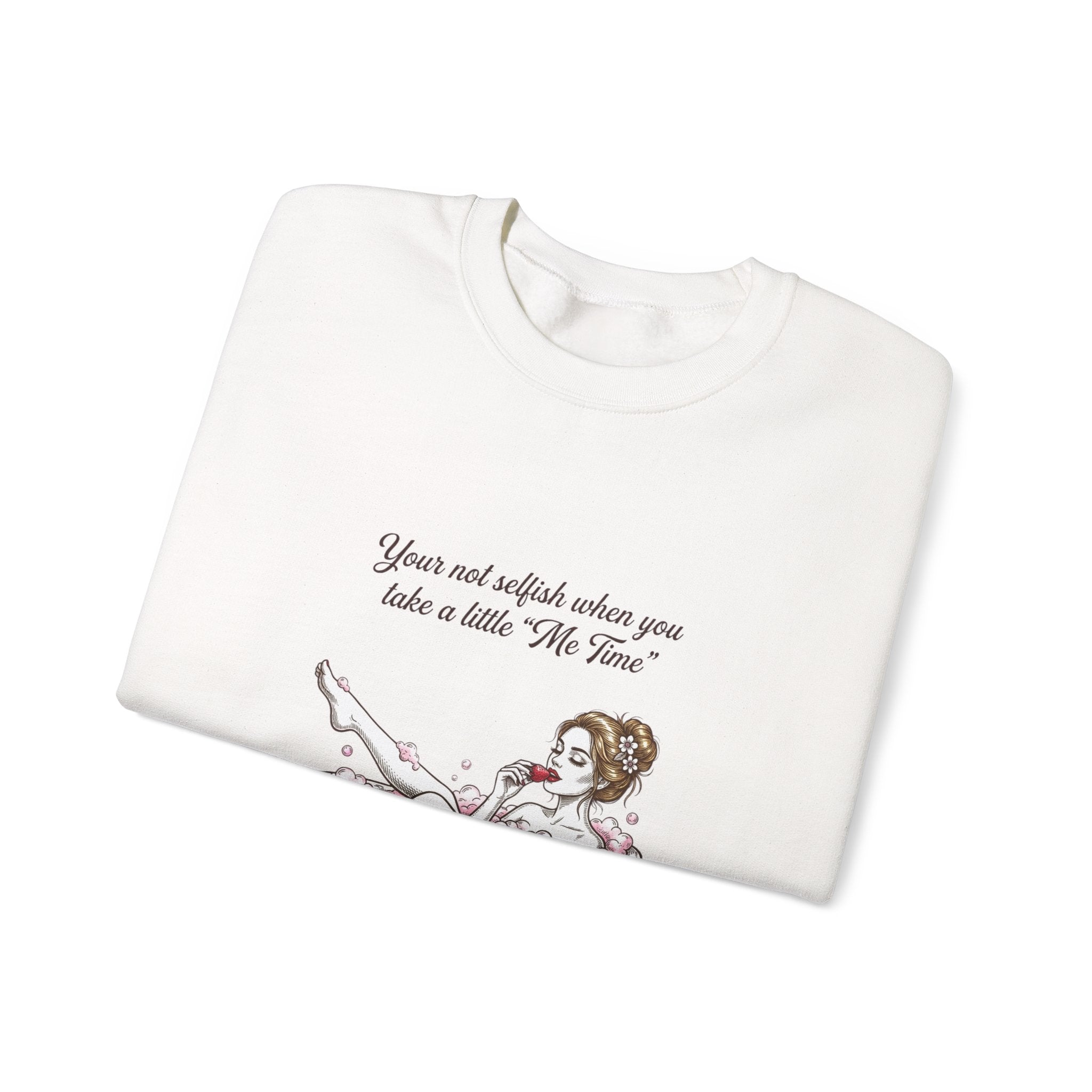 woman's Me time Crewneck Sweatshirt | Retro Bathing Pinup, Distressed Print