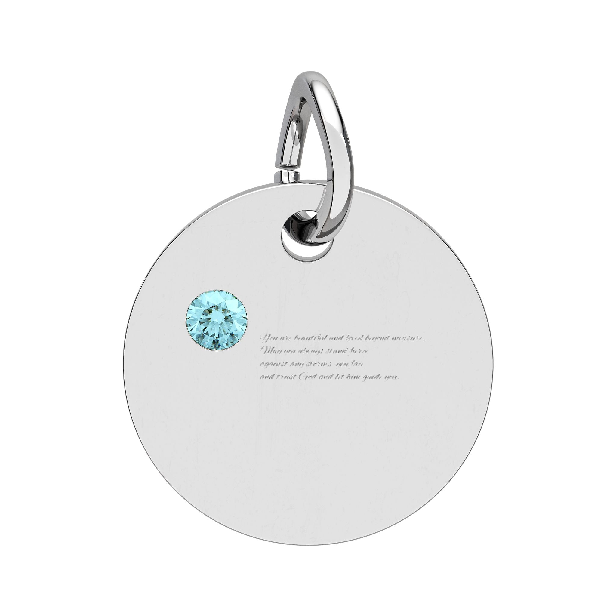 Engravable Birthstone Circle Charm — Personalized Round Pendant